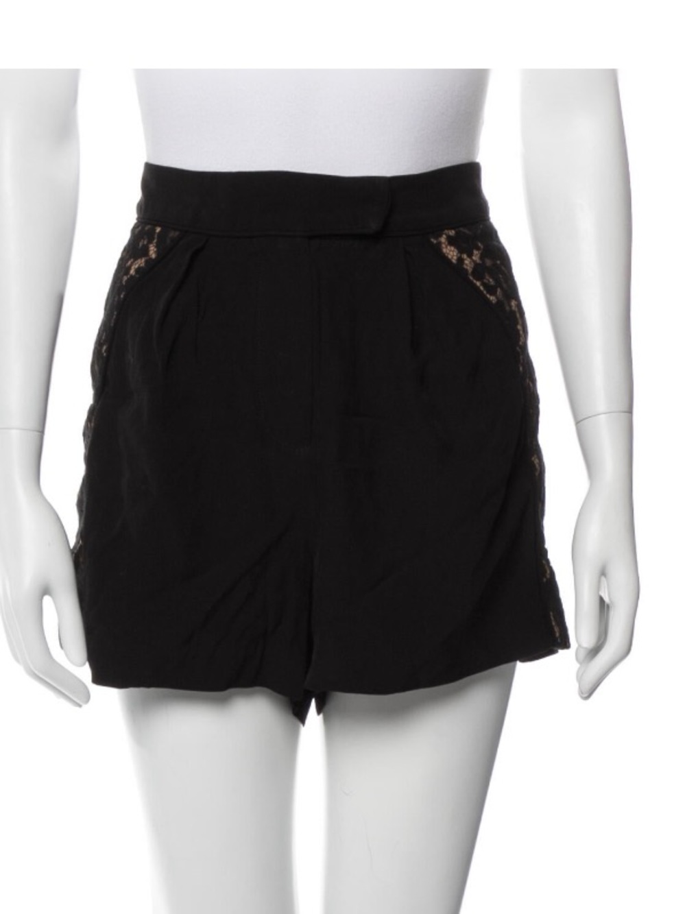 Zimmermann Black High-Waist Lace-Trim Shorts